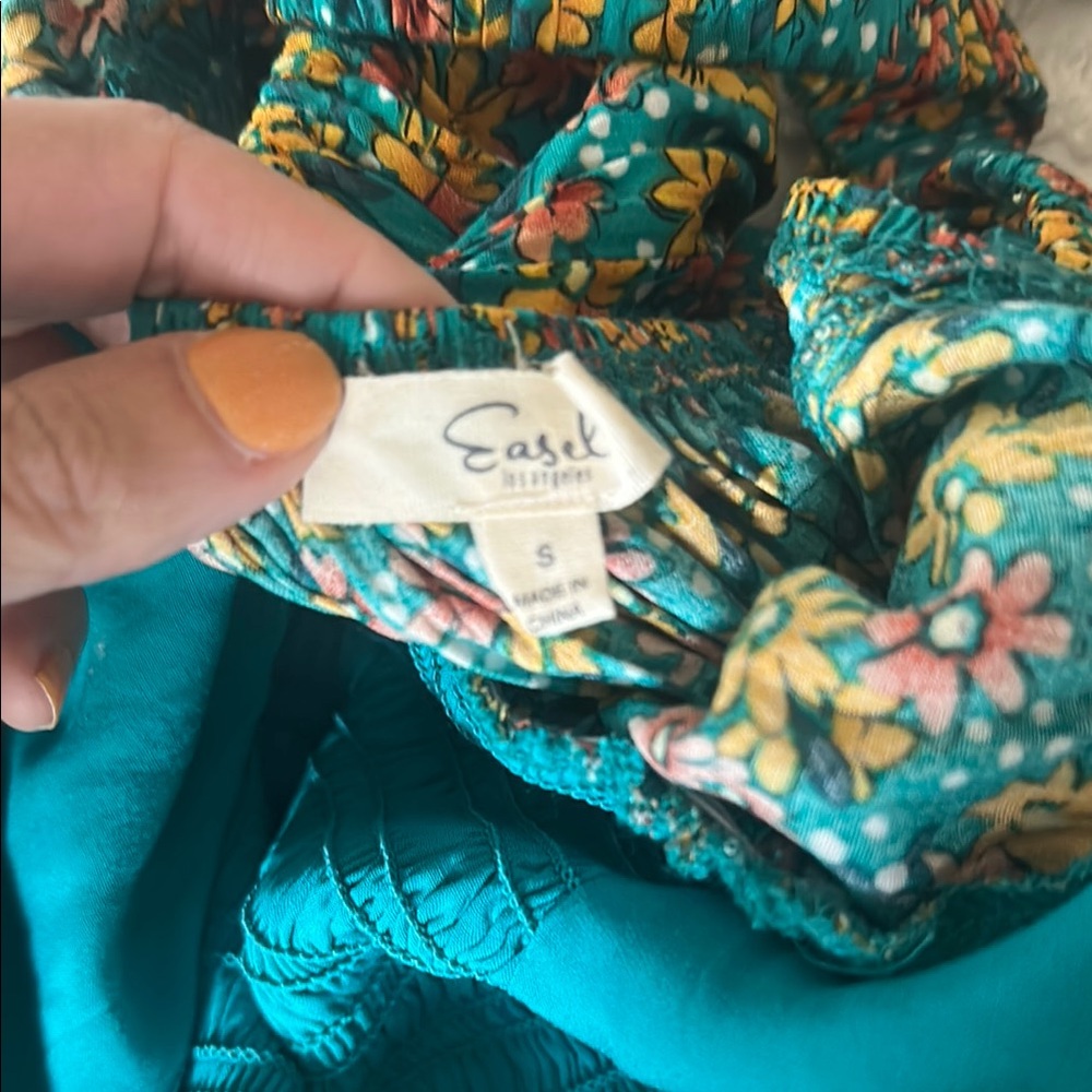 Easel Teal and Yellow Floral Dress - Picture 2 of 7